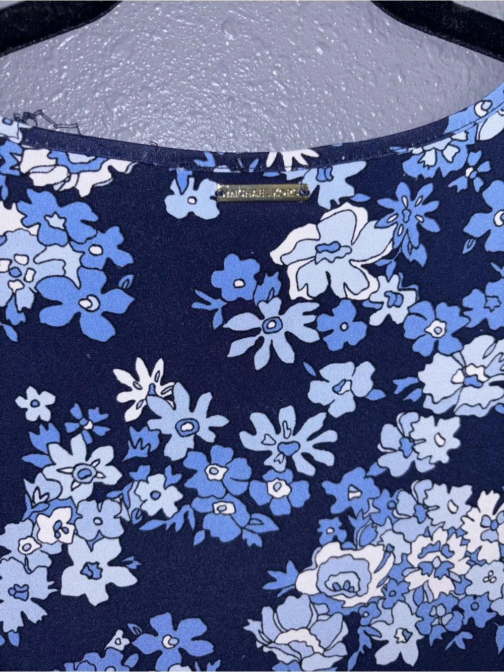 Michael Kors Navy Floral Tunic Dress with Blue & White Blooms